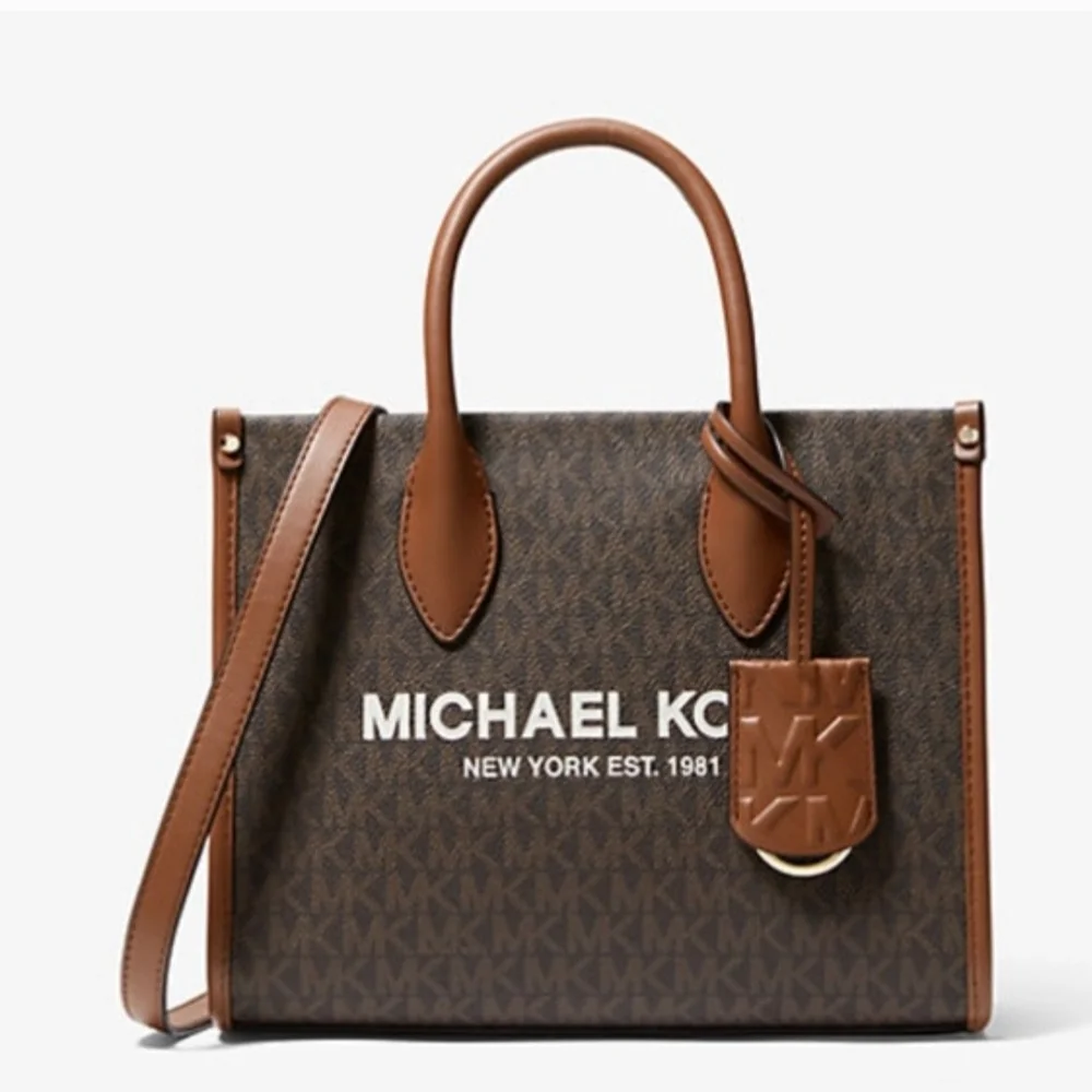 Michael Kors Mirella Sm Logo Brown Crossbody Bag New Ret $448 - Picture 2 of 11